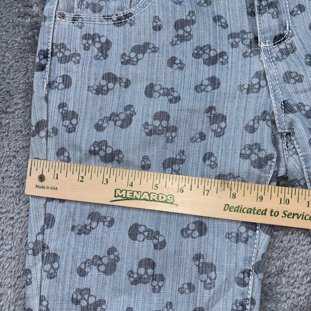 Twentyone Black By Rue21 Black Skull Women's Skinny Jeans Size 7/8 R - Picture 6 of 12